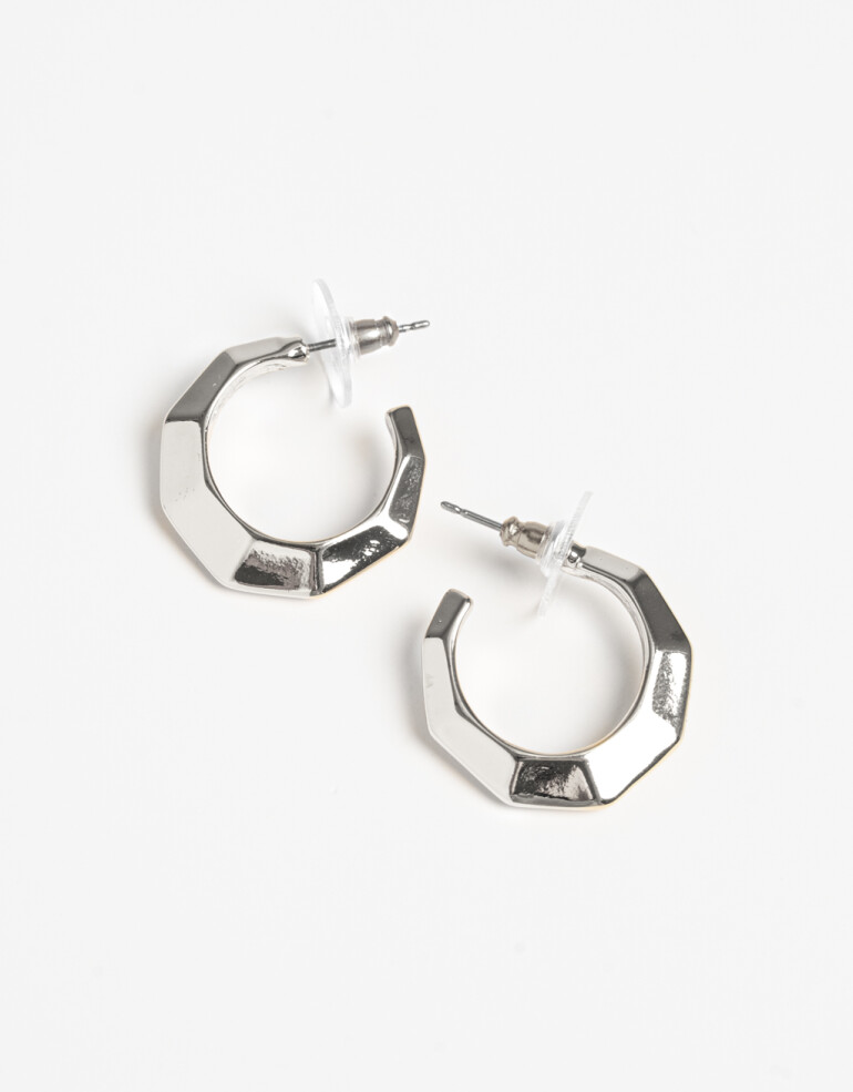 Aros Argollas Metal Argollas De Metal Plateado - Plateado
