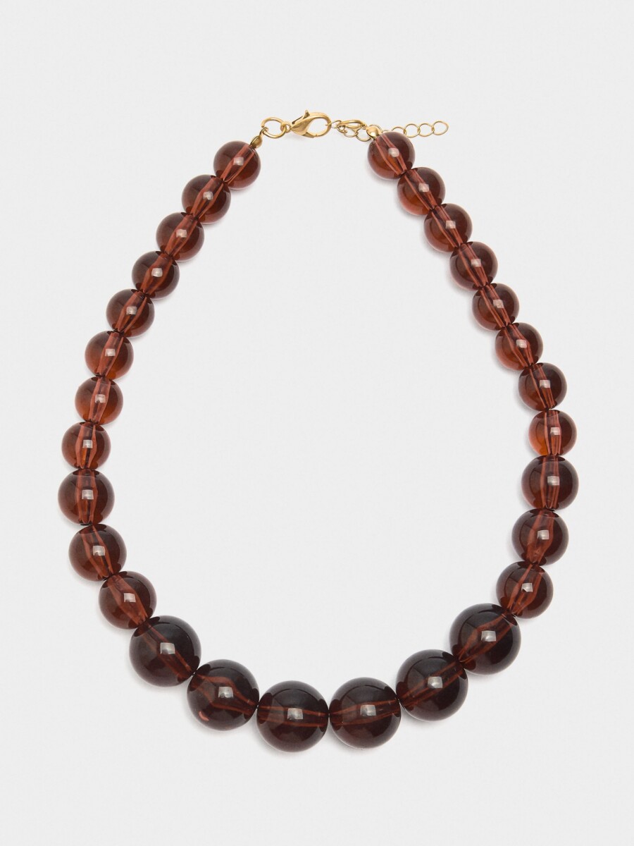Collar Corto Con Abalorios marron