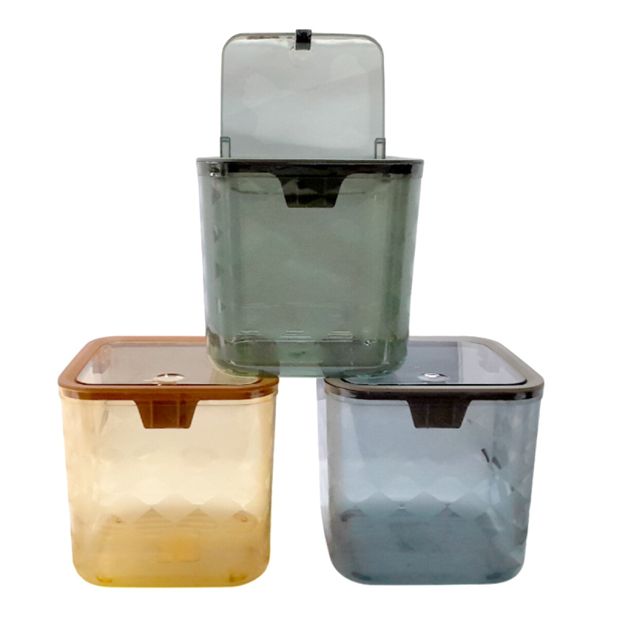 Organizador recipiente acrílico c/tapa 3 colores - Organizador Recipiente Acrílico C/tapa 3 Colores 
