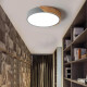 Luminaria Plafón Led 50cm Metal Y Madrera Luz Cálida Gris