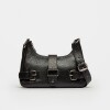Cartera al Hombro The Noisy Gang En Cuero Graneado Negro