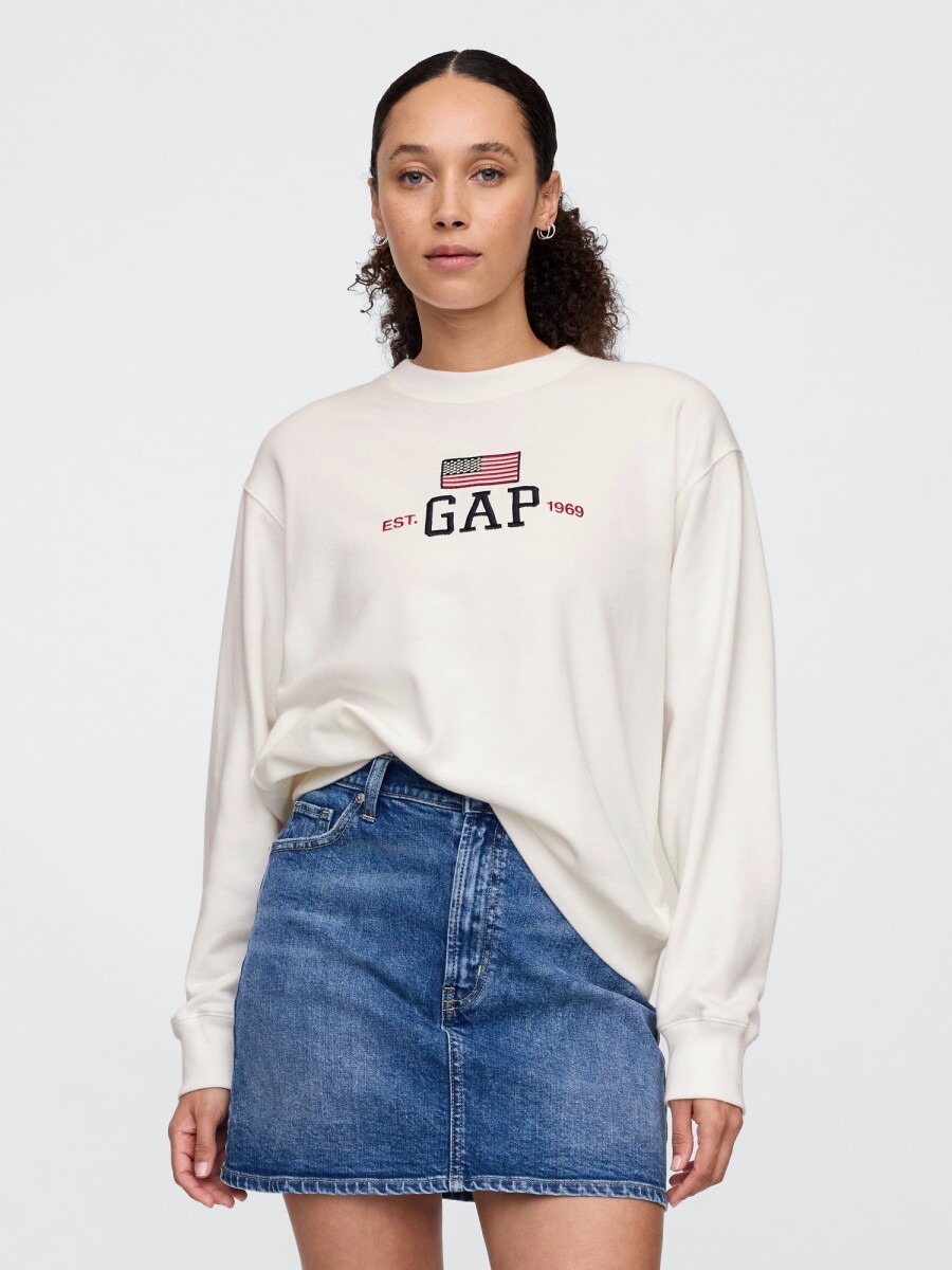 Buzo Deportivo Sin Felpa Logo Gap Mujer - New Off White Opt1 