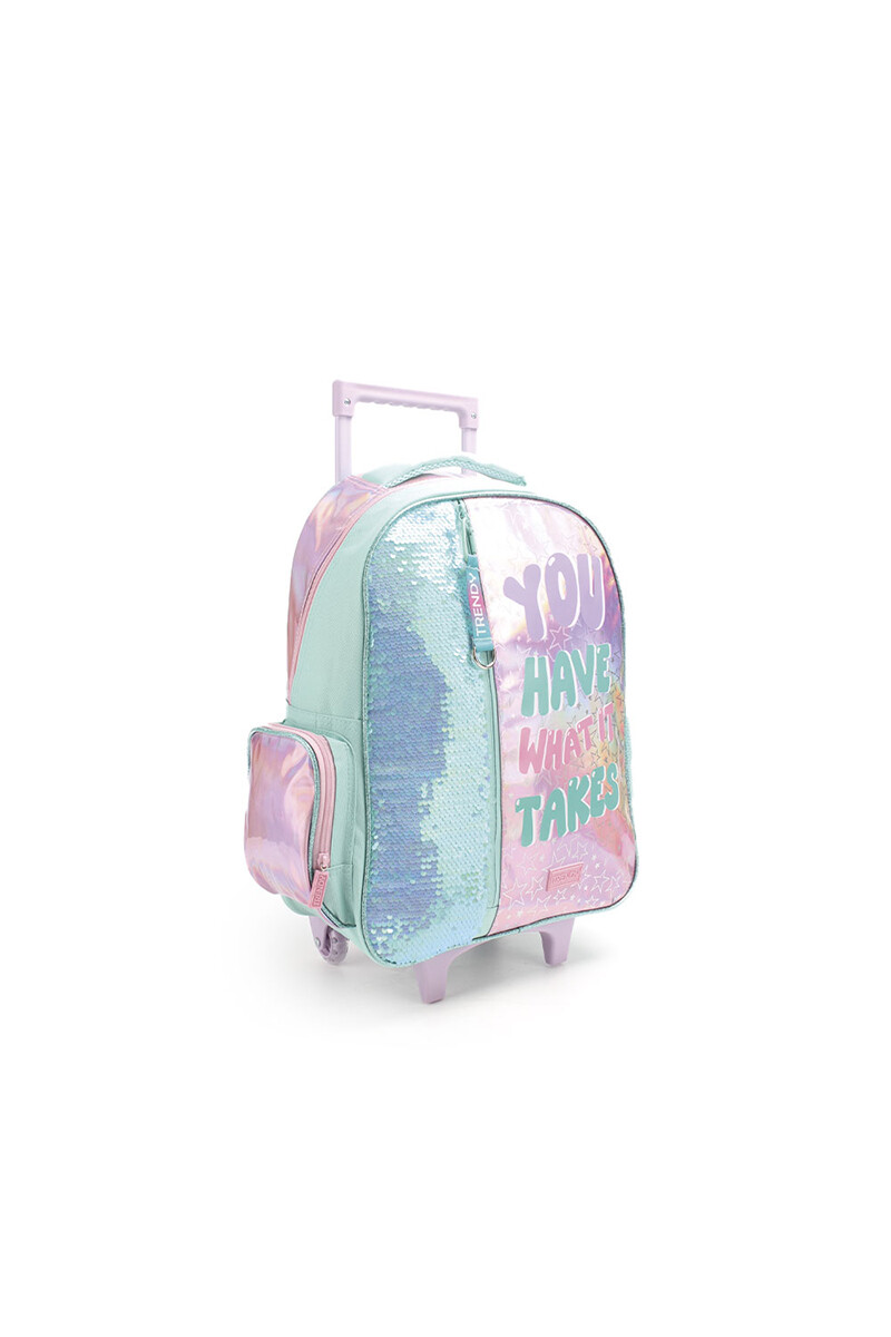 Mochila escolar amplia con ruedas combinada Aqua