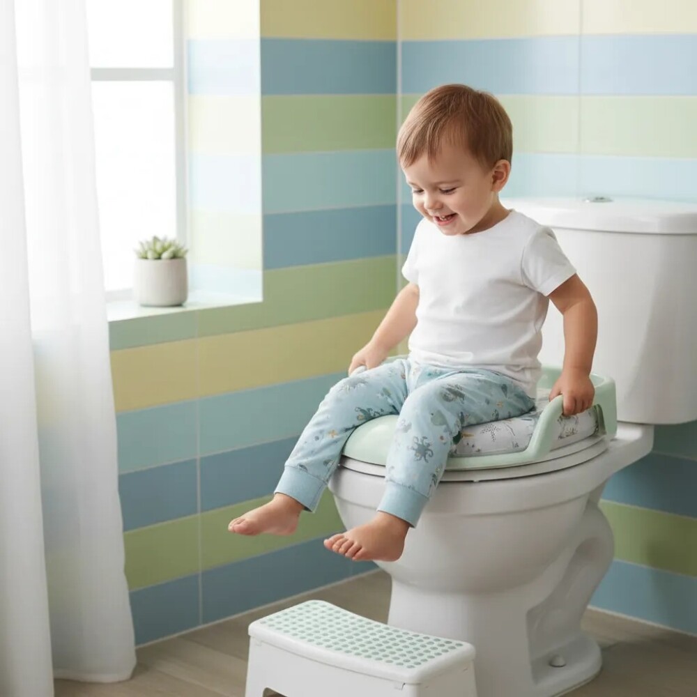 Reductor de inodoro acolchonado KIKKABOO celeste