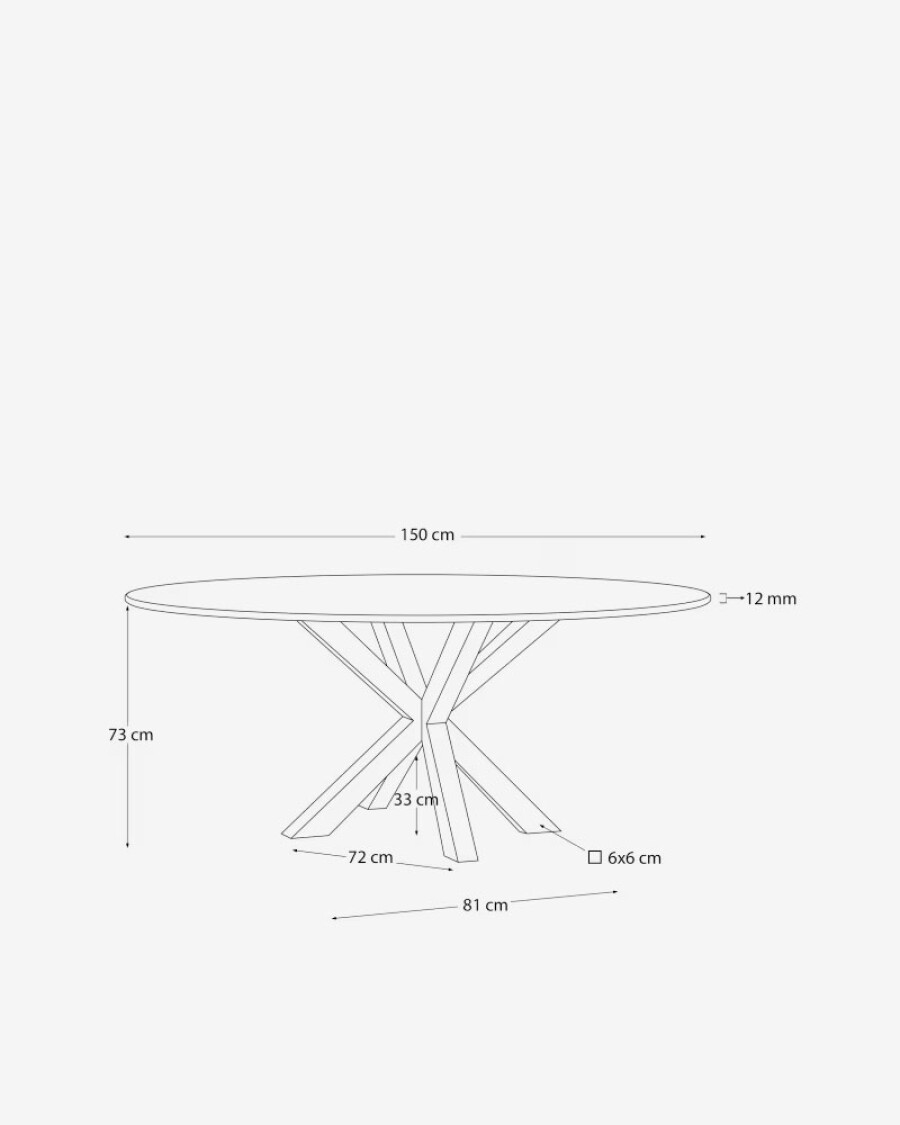 Mesa redonda Argo de cristal negro mate y patas de acero efecto madera Ø 150 cm Mesa redonda Argo de cristal negro mate y patas de acero efecto madera Ø 150 cm