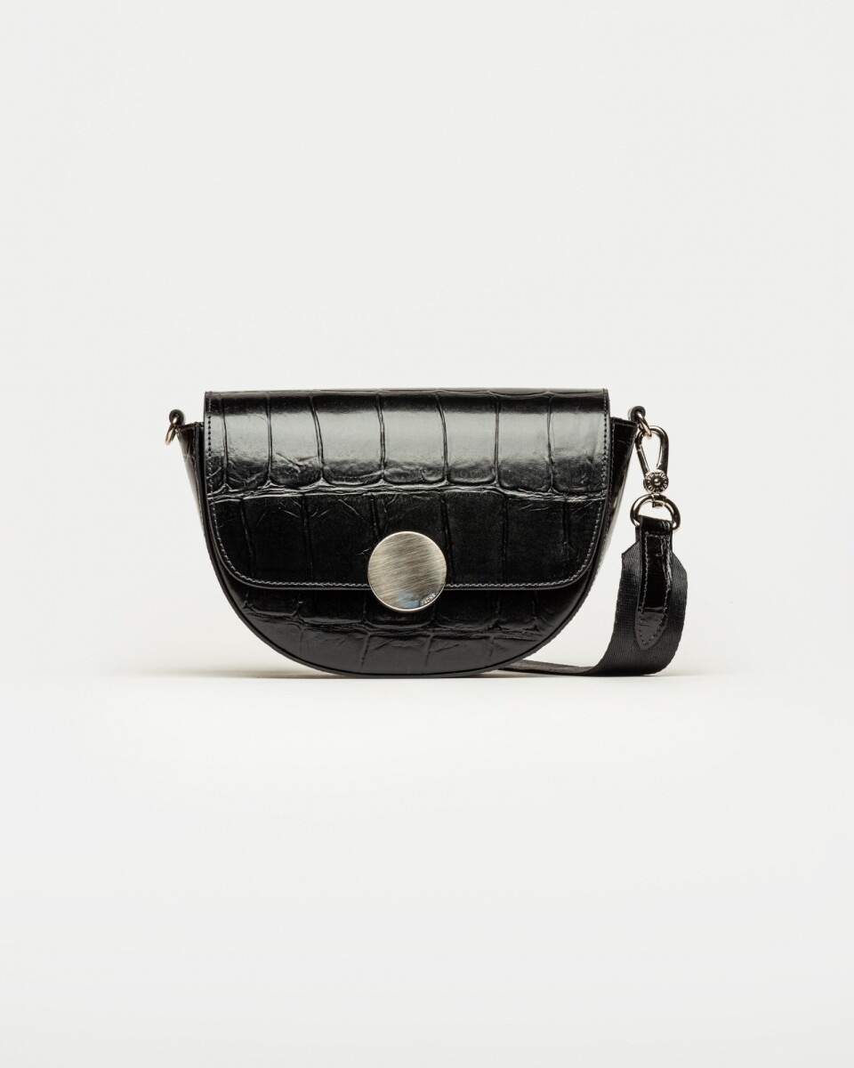 Bandolera The Circle en cuero croco - Negro 