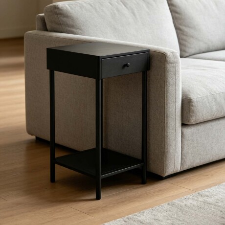 MESA LATERAL ALTA METAL NEGRO OLIVIA