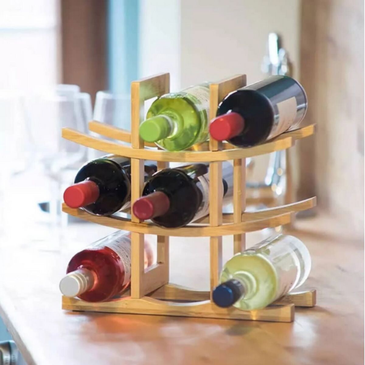 Vinera Soporte bambú para 9 botellas de vino 