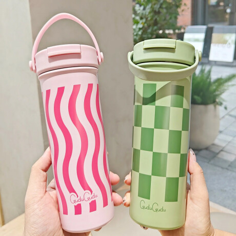 Vaso térmico de acero con infusor y asa - 610ml Verde