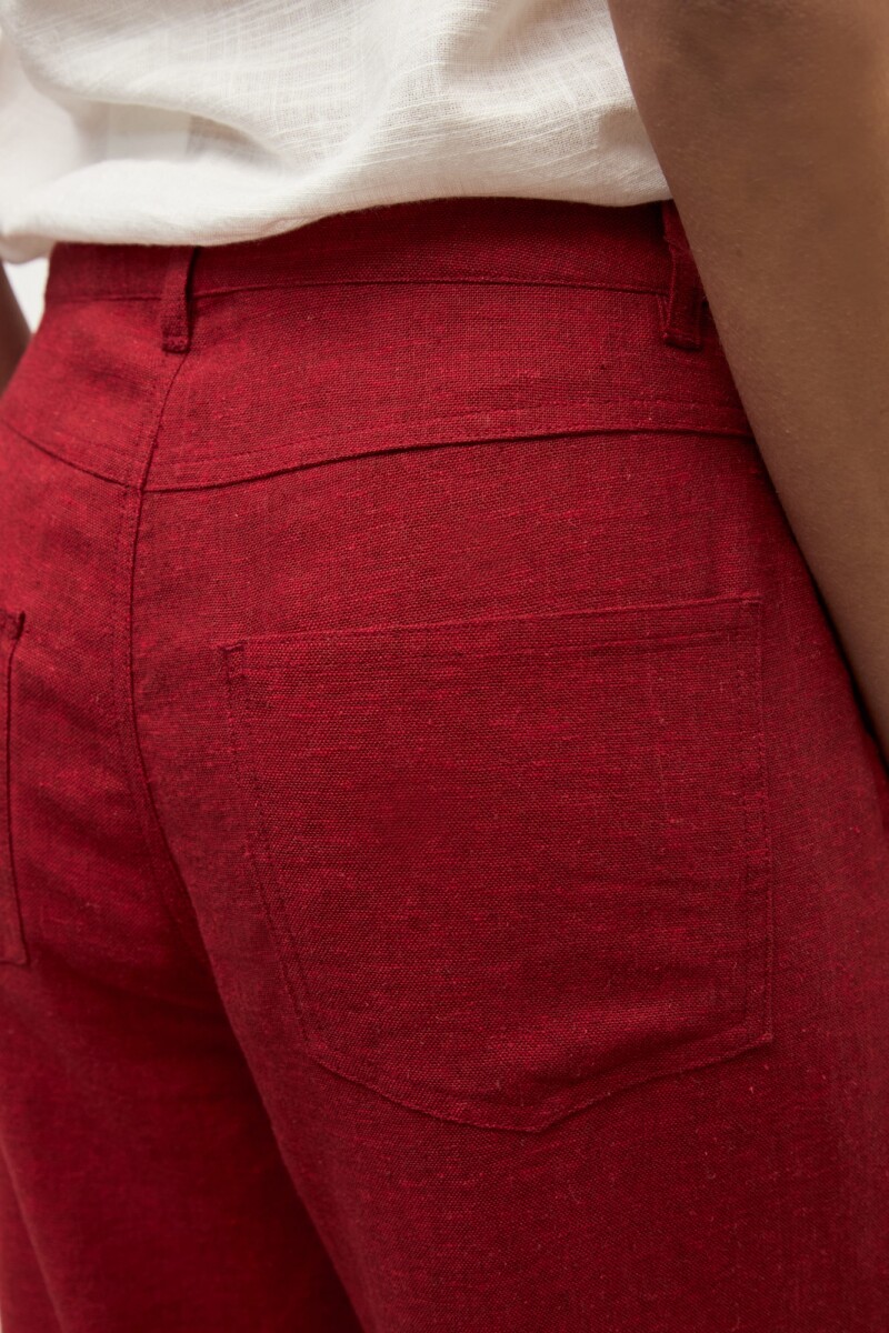 Pantalon Paulina lino carmesí