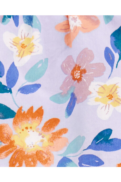 Vestido de algodón escalonado diseño flores Sin color