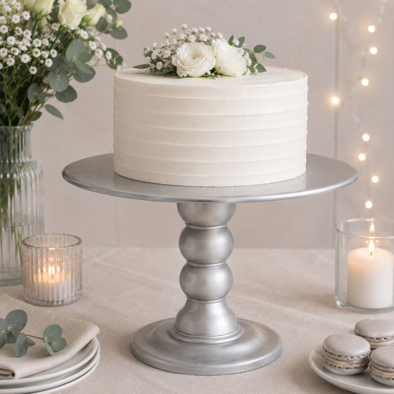 Soporte de Torta 32 cm x22cm Plateado