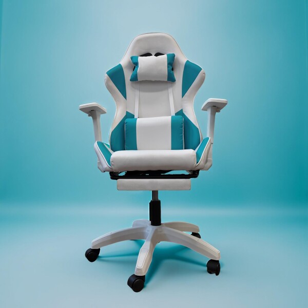 Silla Gamer Reclinable Reforzada Apoyapies Comoda Premium Ax Variante Color Celeste