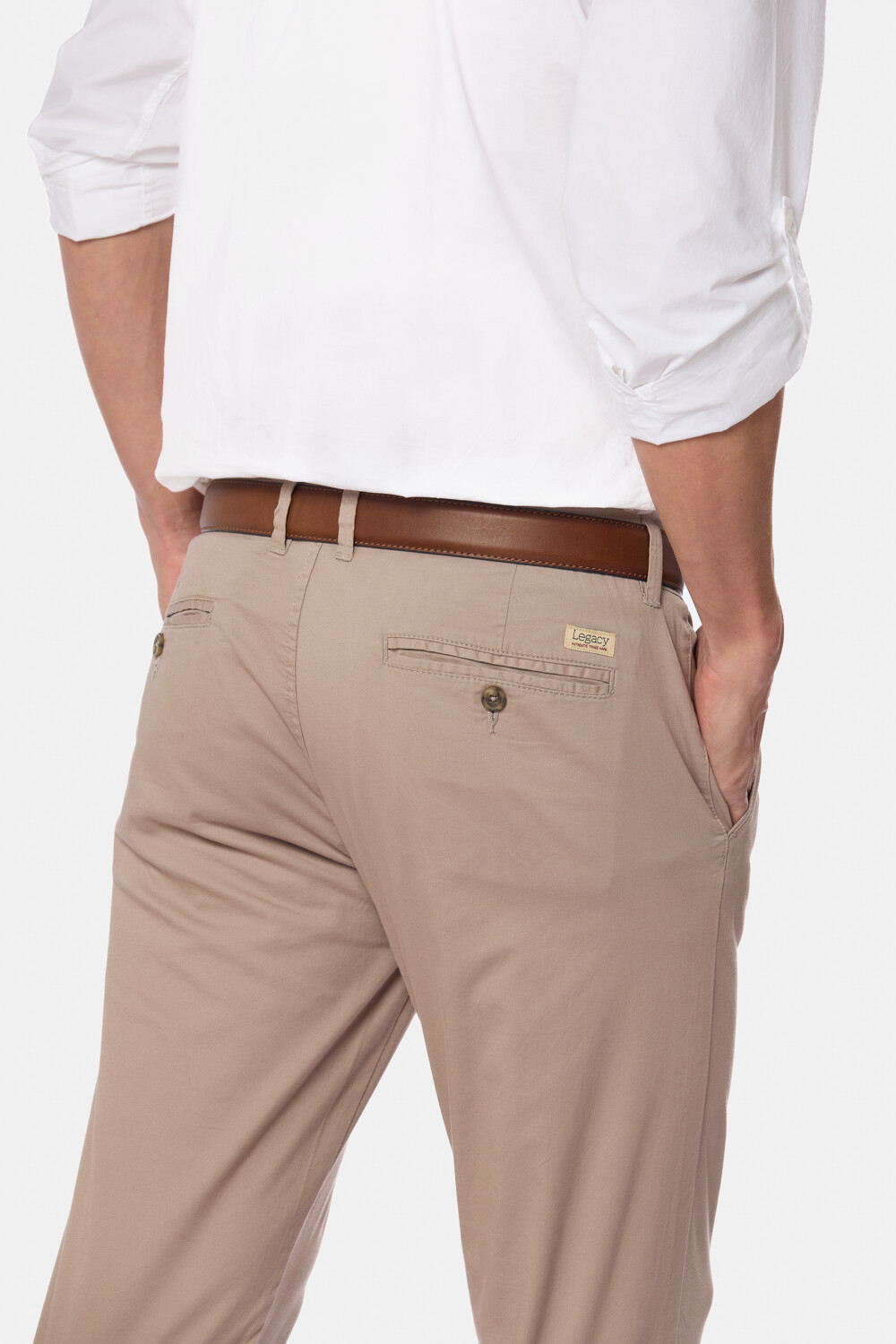 PANTALON CLÁSICO CON SPANDEX Beige