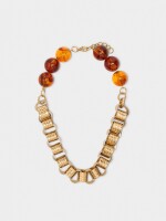 Collar De Eslabones Y Cuentas Efecto Piedra marron