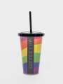 Vaso Con Tapa + Sorbito Arcoiris Estampado 1