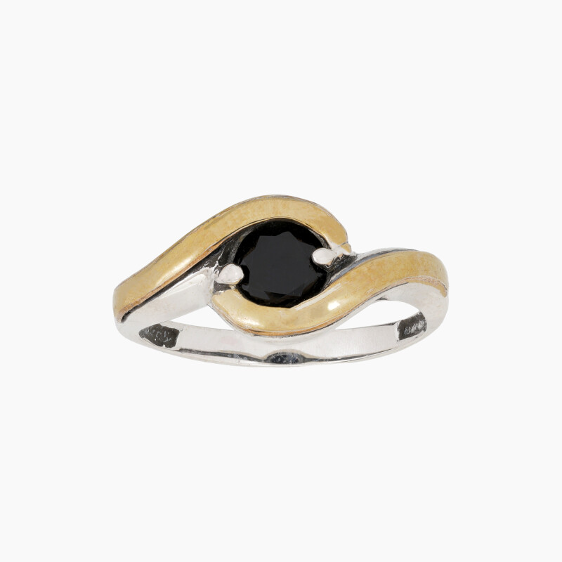 Anillo en Plata y Oro con circonia central color negro Anillo En Plata Y Oro Con Circonia Central Color Negro