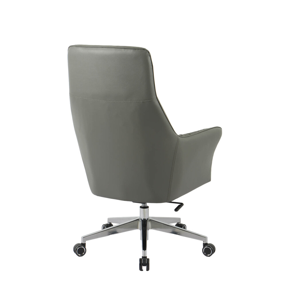 SILLA DE OFICINA GERENCIAL METAL-Y-CUERO GRIS HIERARCHY