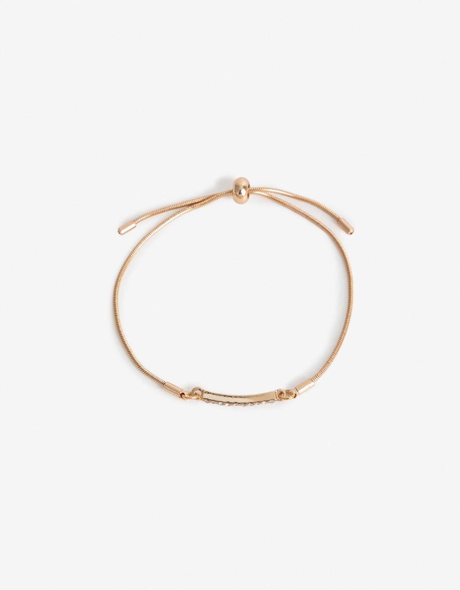 Pulsera Flexible De Metal Y Strass 
