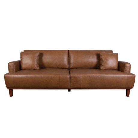 SOFÁ 3 CUERPOS CUERO-Y-MADERA MARRON ALLURE CAMEL
