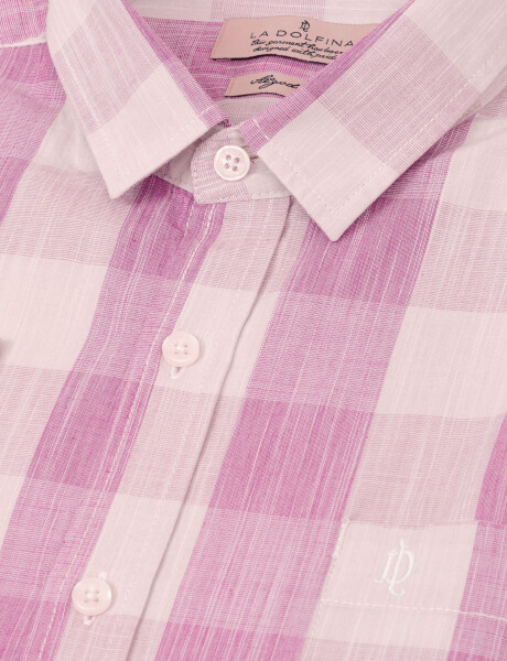 Camisa m/l cuadros rosa