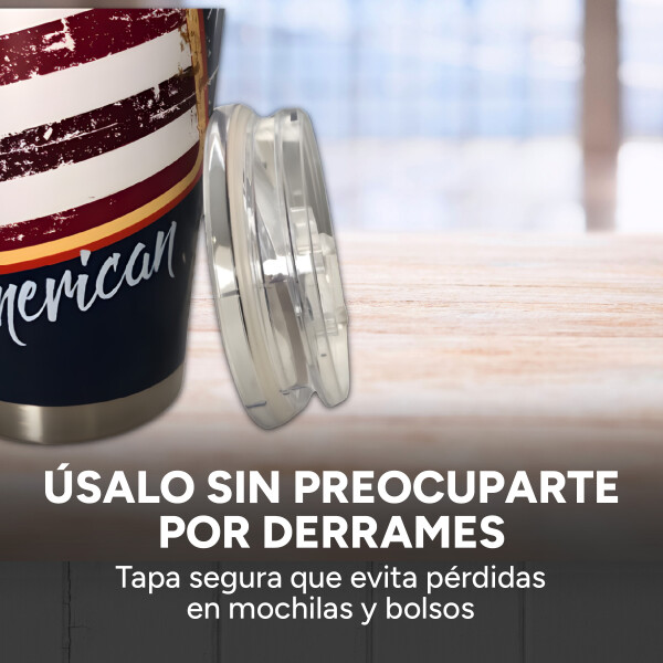 Vaso Térmico Tapa Antiderrames 650ml Aislante Frio Calor Color Azul