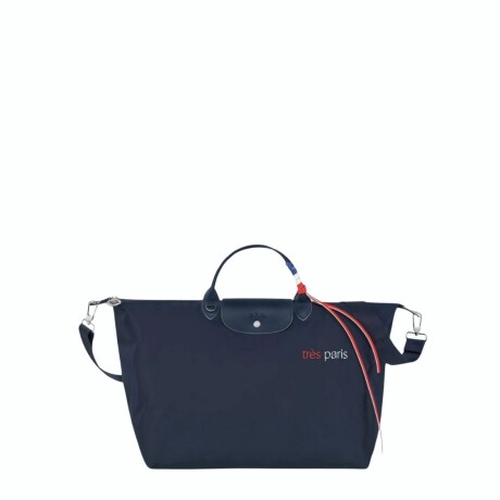 Longchamp -Cartera plegable de nylon con correa, Le pliage trés Paris Azul