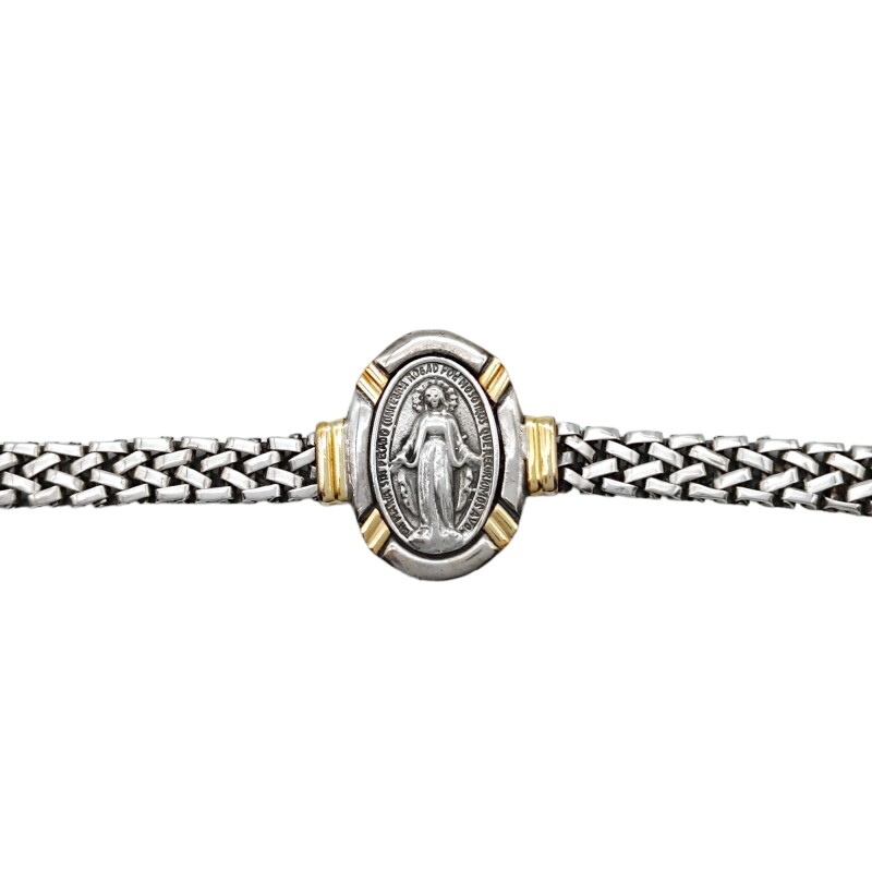 Pulsera Virgen milagrosa-Plata y Oro-Sin Piedra-PU5016 sinpiedra