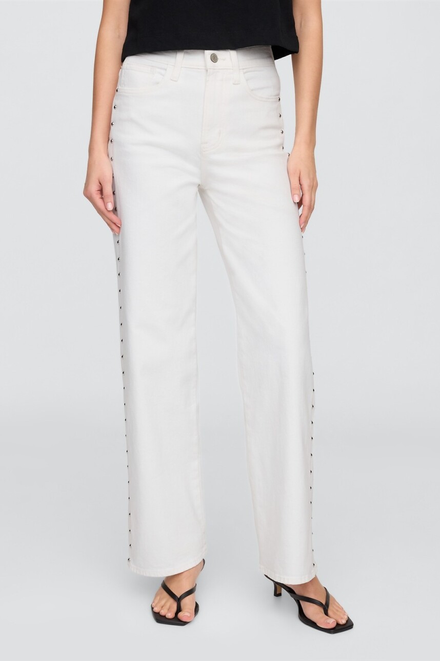 Jean Wide Leg Con Tachas Mujer Bright White