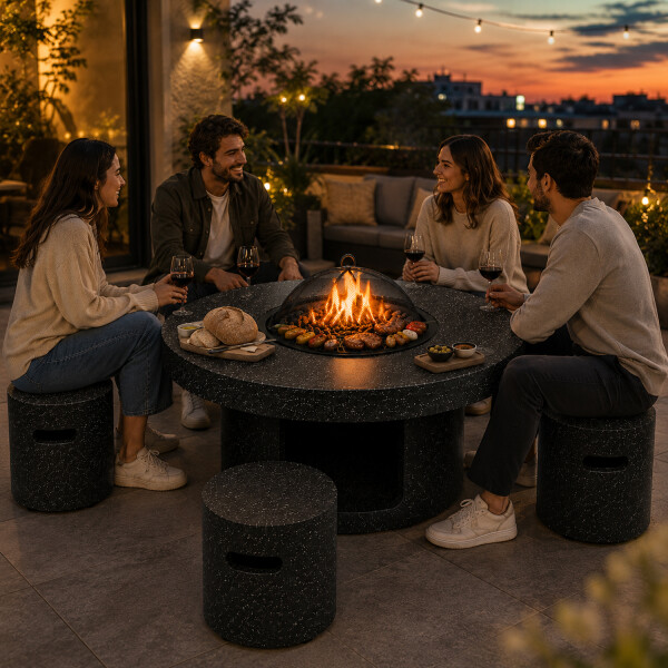 Brasero Fogón Quemador Con 4 Asientos Fire King Dw637 BRASERO FIRE KING C/SILLAS DW637