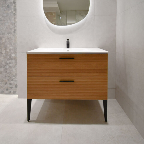 MUEBLE ALTEA MADERA con BACHA Y PATAS 90x50x82cm GAMAS DE MARRON