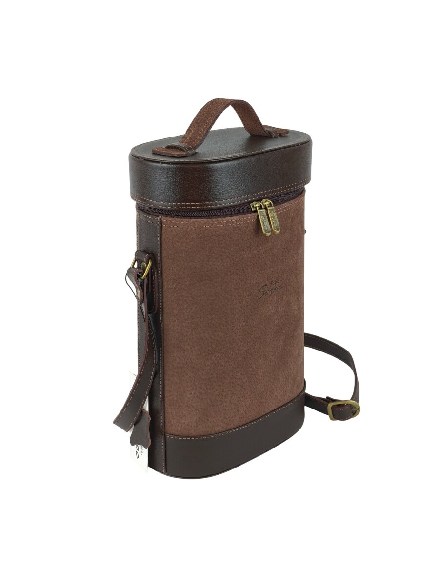 Matera de cuero combinada con pecari - Chocolate 