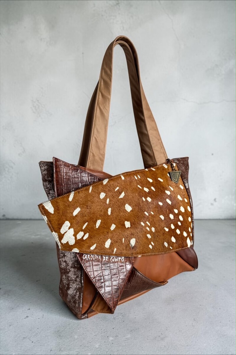Cartera De Cuero PRISMA Marrón Con Print 