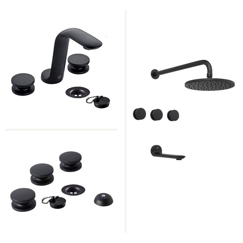JUEGO DE GRIFERIA BIMANDO MATE NEGRO PARA BAÑO LINEA N44 NEGRO
