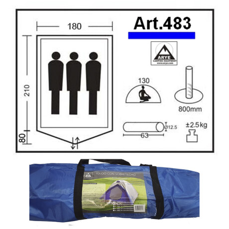 Combo Arye Carpa 483 Igloo 3/4 Personas + 2 Sobres de Dormir Combo Arye Carpa 483 Igloo 3/4 Personas + 2 Sobres de Dormir