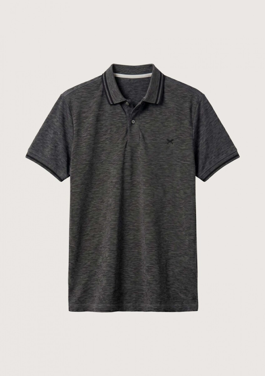 CAMISETA CON CUELLO TEXTURIZDA - GRIS 