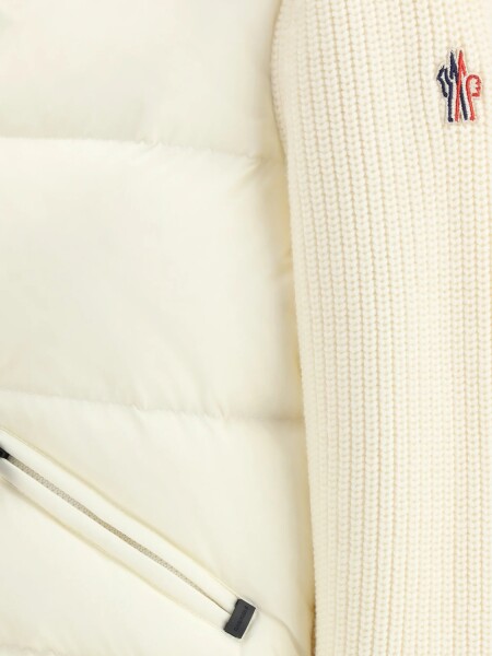 MONCLER - Cardigan Acolchado en Lana Tricot Blanco