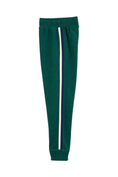 Pantalón de algodón, con franja lateral, verde Sin color