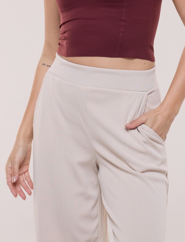 Pantalon Wide Leg Plisado BEIGE