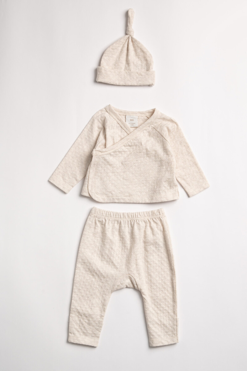 Set de 3 piezas new born fantasía - Beige 