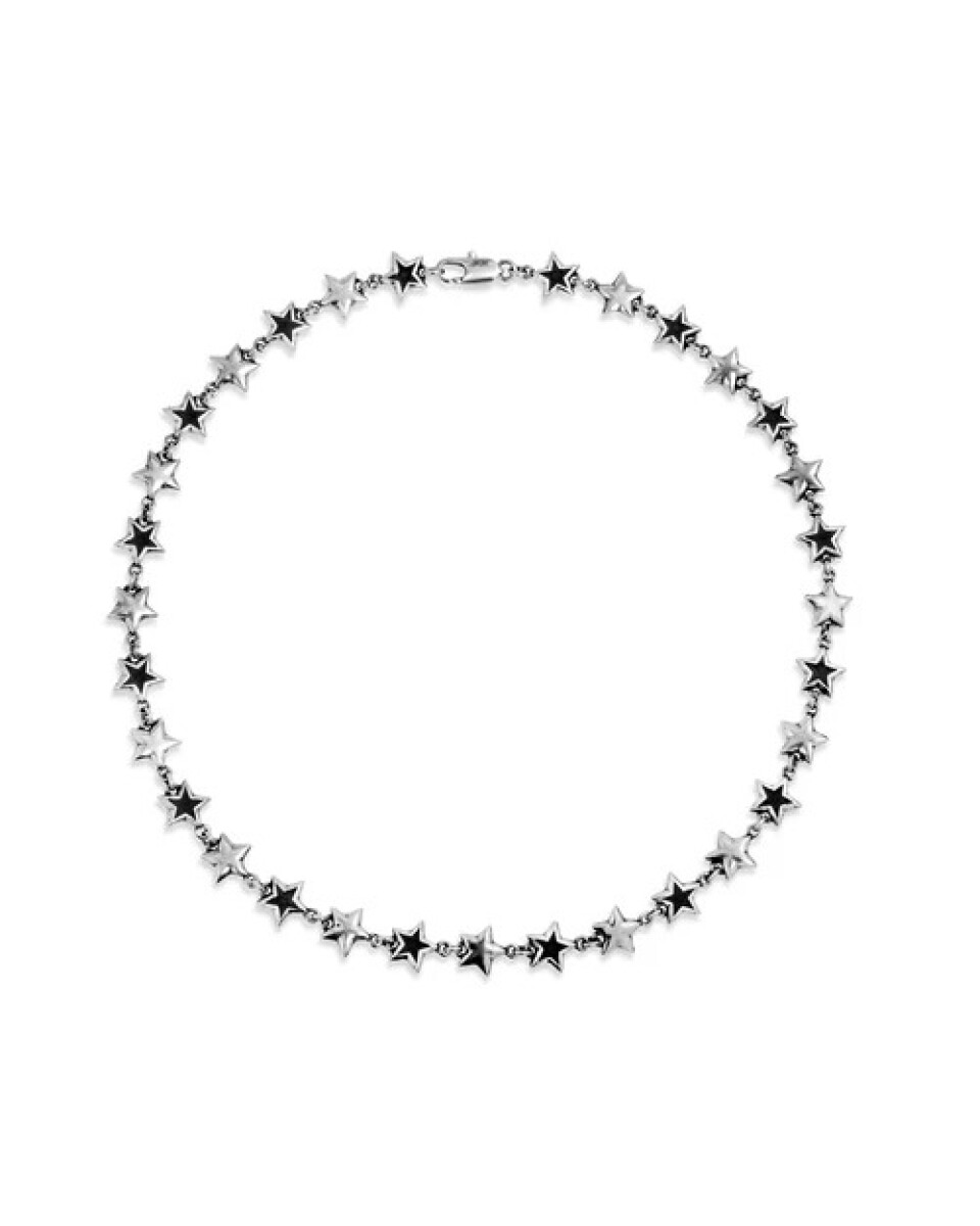 TwoJeys Collar Black Enameled Stars Plata 