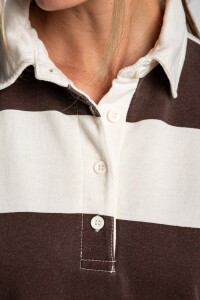 Sweater Polo Rayado Marron