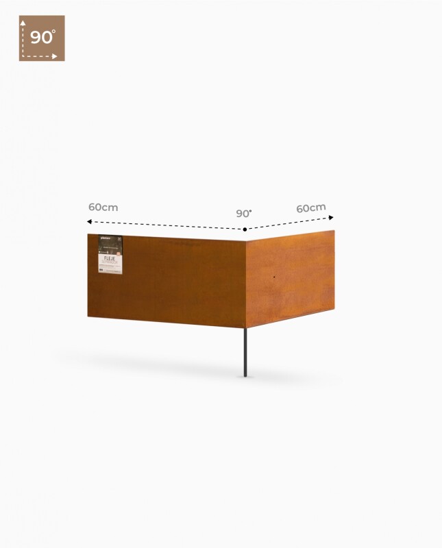 Fleje Separador 90° 30cm x 60cm x 60cm - Acero corten 2mm - 1 estaca