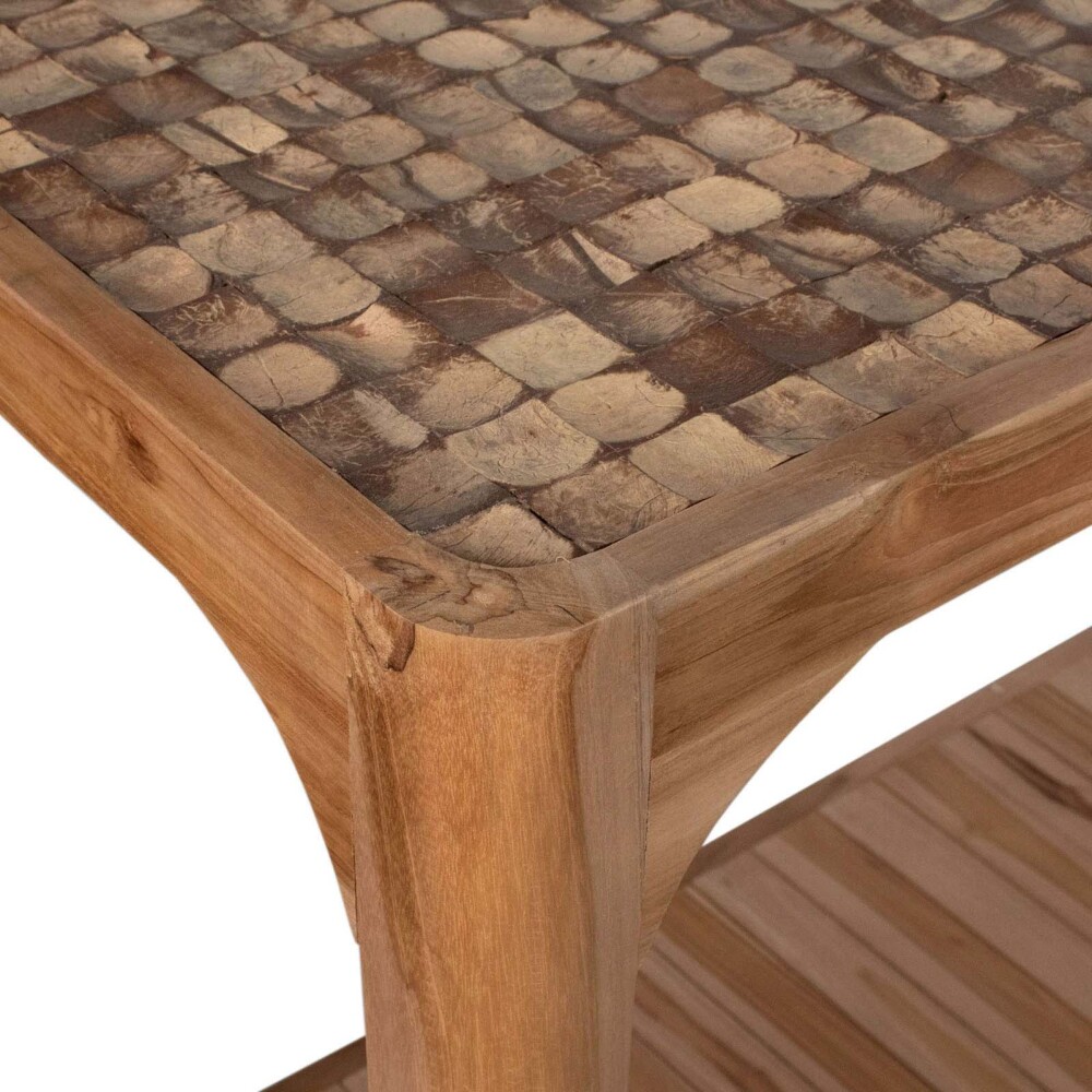 CONSOLA MADERA NATURAL-BEIGE COCO NATURAL