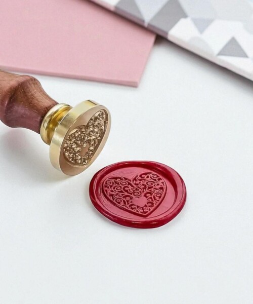 Sello de estampado en cera - c/2 diseños: corazón & amor. - oro Sello de estampado en cera - c/2 diseños: corazón & amor. - oro