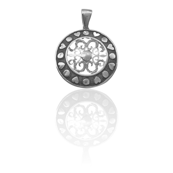 Dije Colgante Mandala-Plata 925 Quemada-Sin Piedra-CP3617 sinpiedra