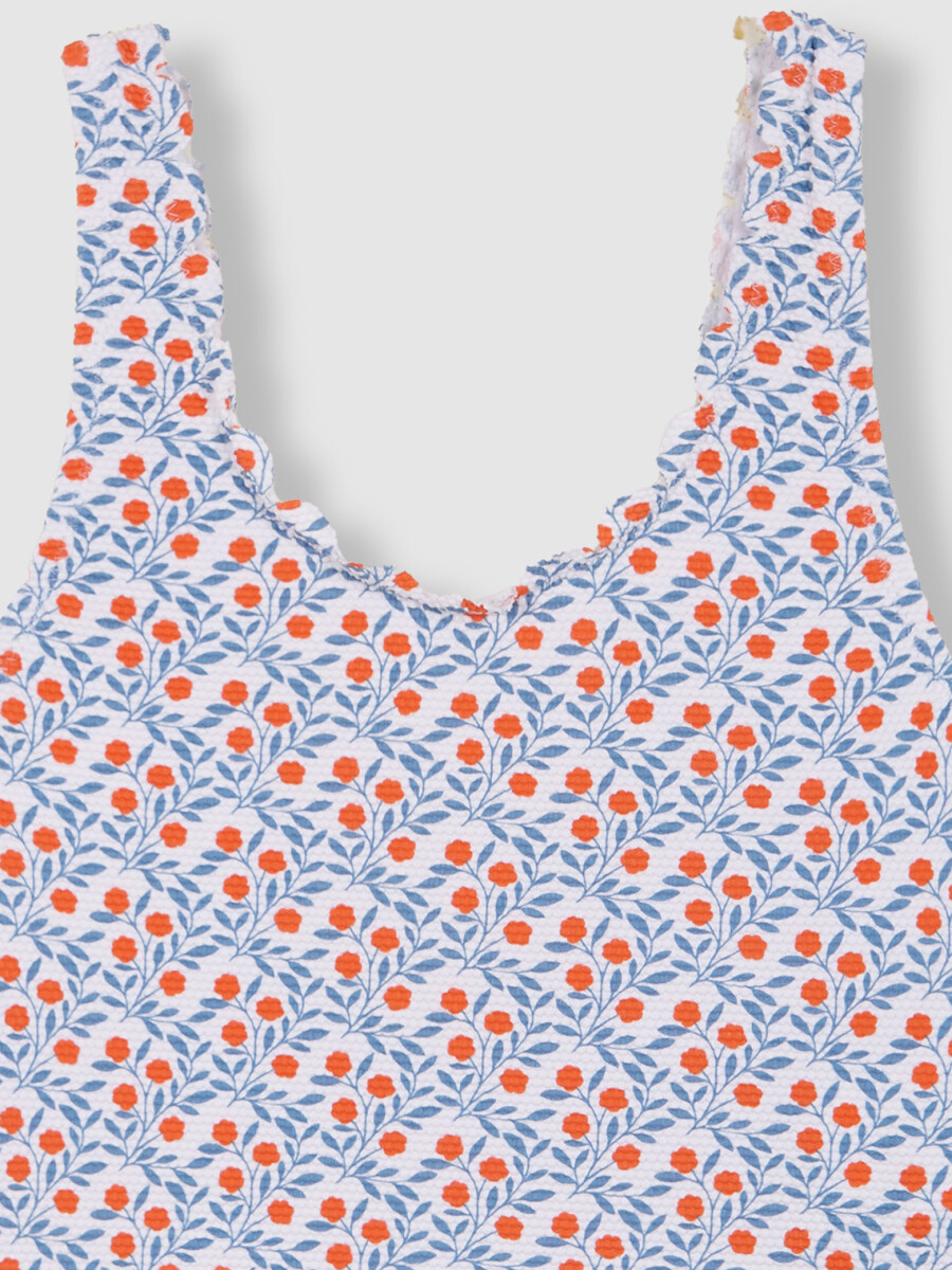 Bañador Estampado Ramas Floral Blanco