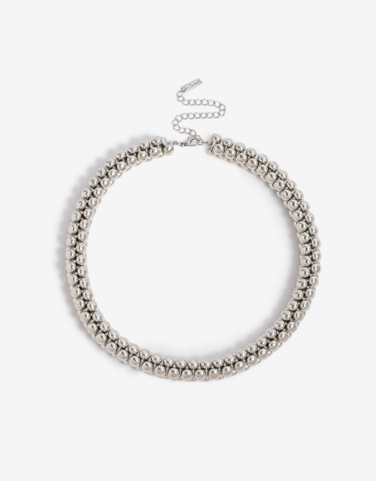 Collares Cortos Metal Collar Corto Bolones Metal - Plateado Rodio