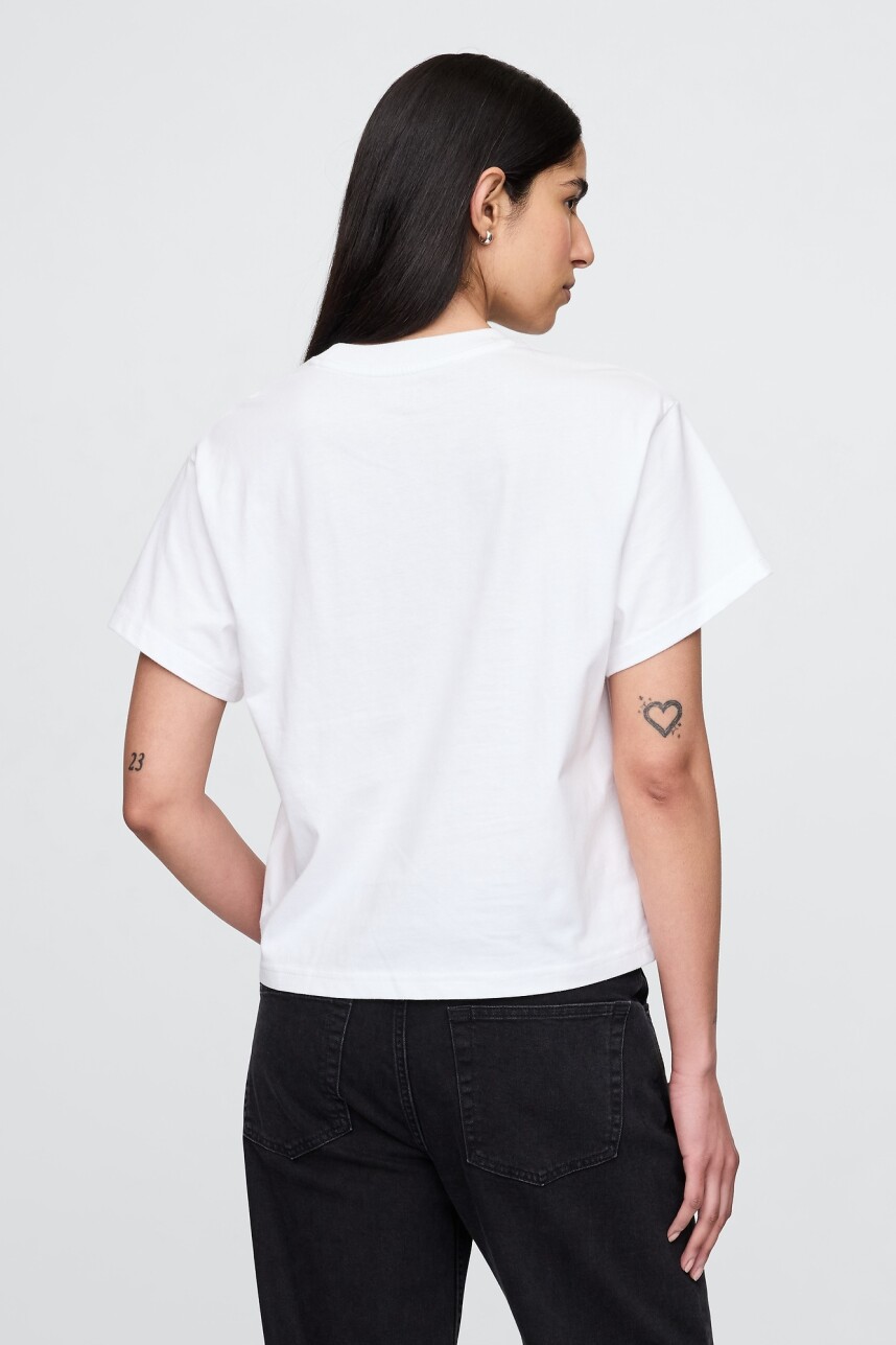 Remera Bandas Manga Corta Mujer New Off White Opt1