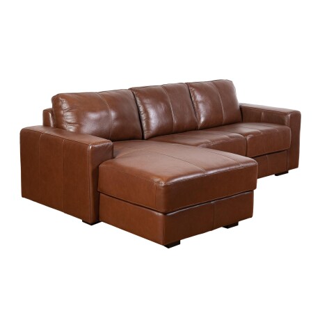 SOFA C/CHAISE MÁS DE 4 CUERPOS CUERO-100-NATURAL MARRON TEXAS CARAMELO